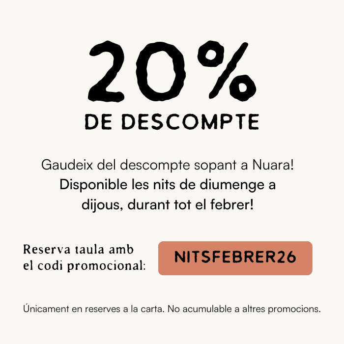 20% de descompte les nits de febrer | Restaurant Nuara